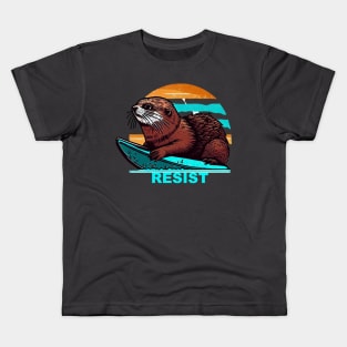 surfing otter 841 RESIST Kids T-Shirt